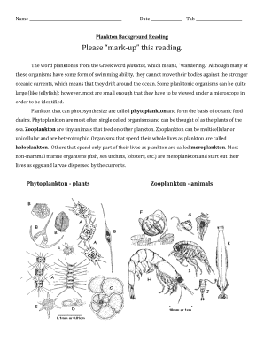 Plankton Reading Markup Form