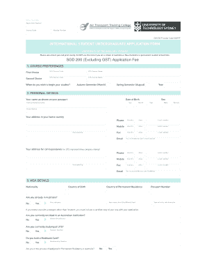 International Student Undergraduate Application Form