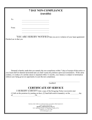 7 Day Non-Compliance Notice