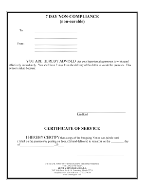 7 Day Non-Compliance Notice