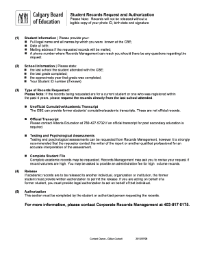 Student Records Request and Authorization