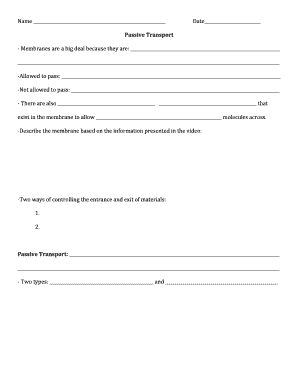 Passive Transport Worksheet