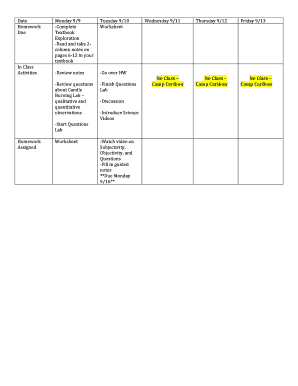 Science Homework Worksheet