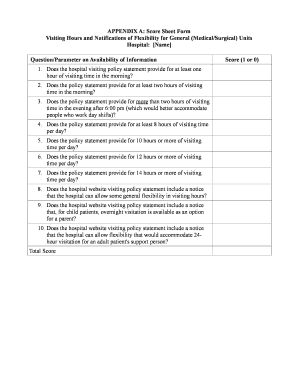Hospital Visiting Hours Policy Form