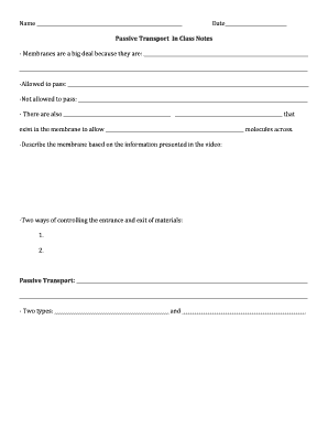 Passive Transport Class Notes