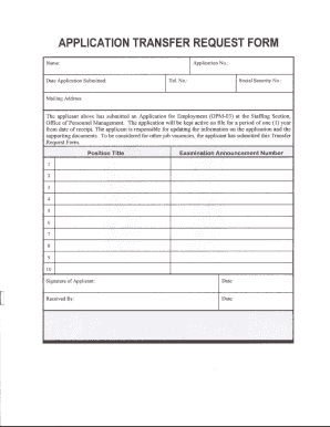 Application Transfer Request Form