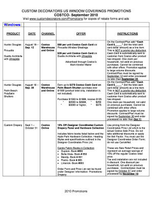 Costco Window Coverings Promotion Form