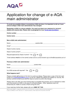 Application for Change of e-AQA Main Administrator
