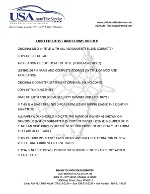 Ohio Vehicle Title Transfer Checklist