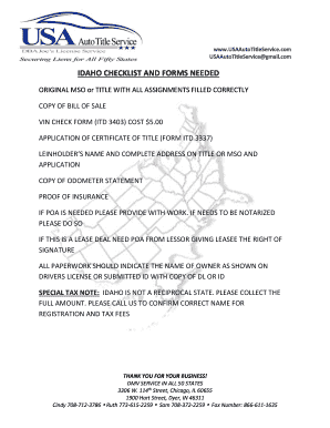 Idaho Vehicle Title Checklist