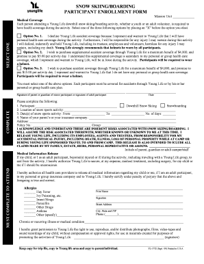 Young Life Snow Skiing/Boarding Enrollment Form