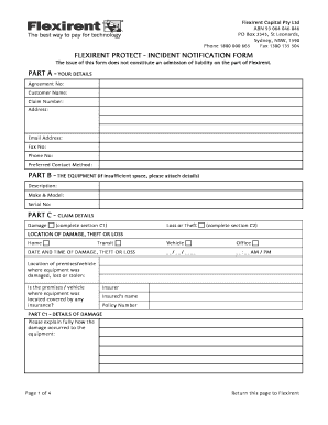 Flexirent Protect - Incident Notification Form