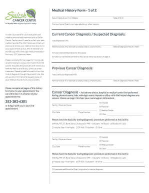 Medical History Form for Cancer Treatment
