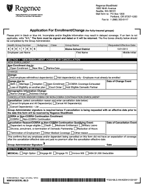 Regence BlueShield Enrollment Change Form