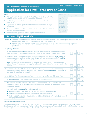 First Home Owner Grant Application Form