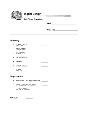 Cell Phone Evaluation Form