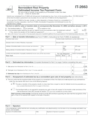 New York Nonresident Real Property Estimated Income Tax Form IT-2663
