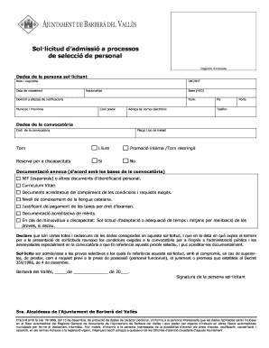 Catalonia Public Sector Job Application Form