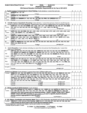 CSU General Education Certification Requirements Form