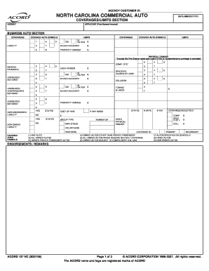 North Carolina Commercial Auto Insurance Application