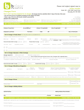 Employee Benefits Change Form