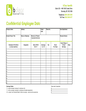 Employee Insurance Coverage Form