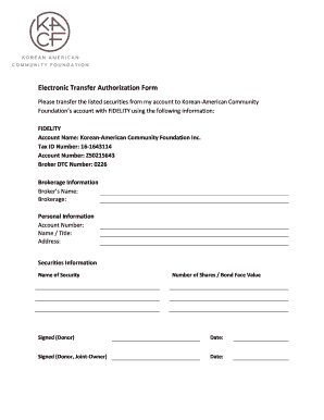 Electronic Transfer Authorization Form