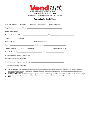 Application for Credit Terms