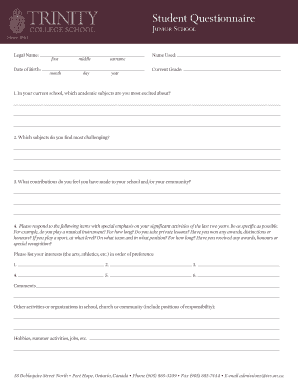 Junior School Student Questionnaire