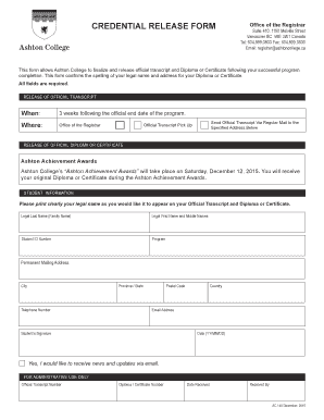 Credential Release Form