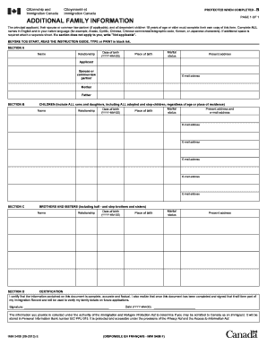 Canada Immigration Additional Family Information Form