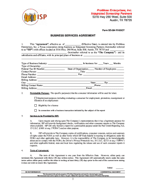 Business Services Agreement Form SE-004