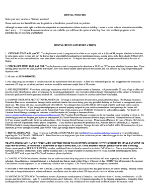 Platinum Vacation Rental Agreement