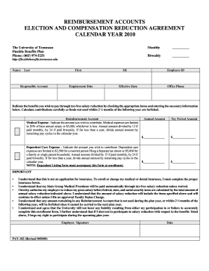 University of Tennessee Reimbursement Account Election Form