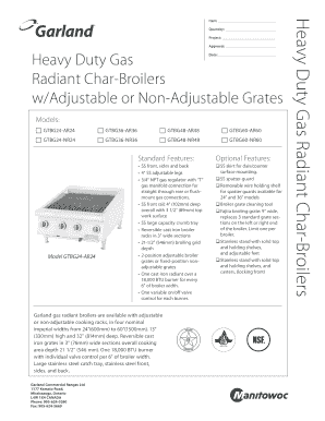 Heavy Duty Gas Radiant Char-Broilers Order Form