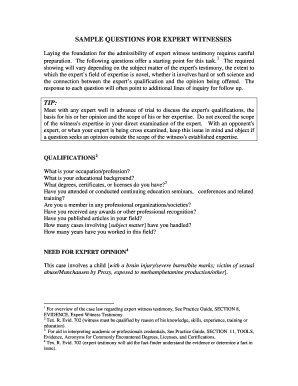 Fillable Online SAMPLE QUESTIONS FOR EXPERT WITNESSES Fax Email Print ...