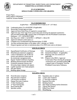 Single Family Dwelling and Grading Permit Application