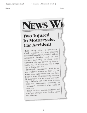 Motorcycle Crash Patient Medical Record