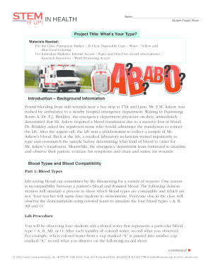 Blood Type Compatibility Lab Sheet