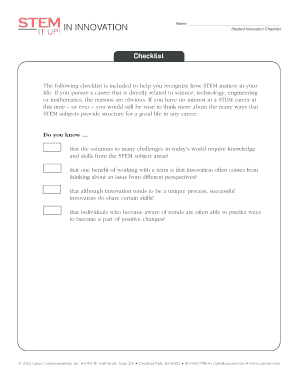 Grocery list - Student Innovation Checklist