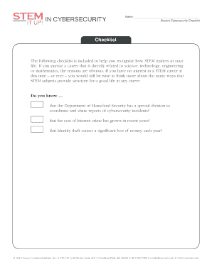 Student Cybersecurity Checklist