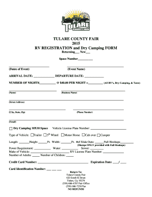 Tulare County Fair RV Registration Form