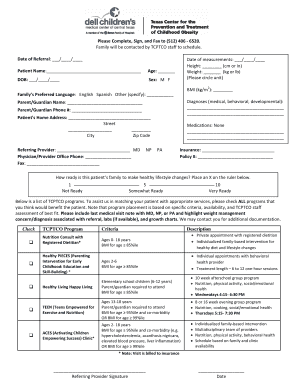 Patient Referral Form for TCPTCO Programs