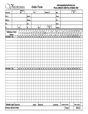 Valhoma Order Form