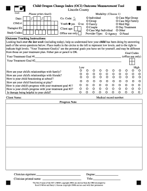 Child Oregon Change Index Outcome Measurement Tool