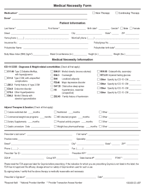 Medical Necessity Form for Qsymia