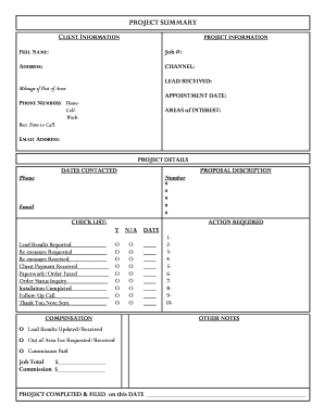 Client Project Summary Form