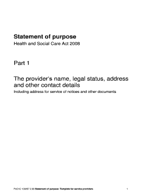 Statement of Purpose for Healthcare Providers