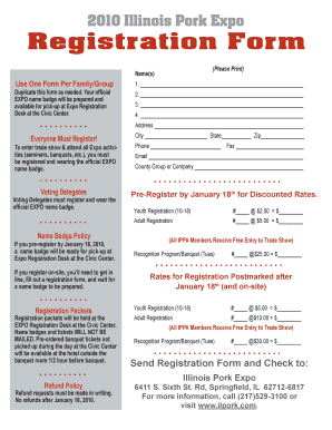 2010 Illinois Pork Expo Registration Form