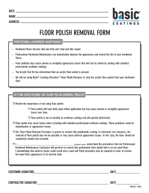 Floor Polish Removal Form
